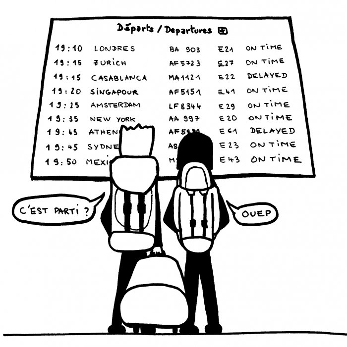 Tableau des départs de l'aéroport