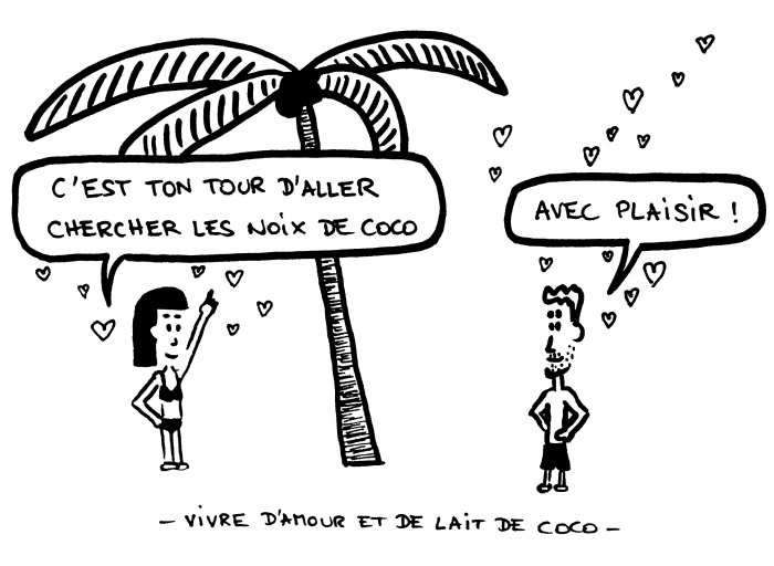 Dessin vivre d'amour et de lait de coco