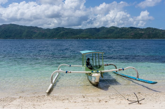 Jukung à Gili Nanggu, Lombok, Indonésie