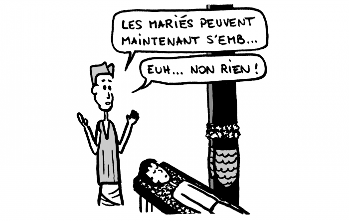 Dessin : les mariés peuvent s'emb... euh...