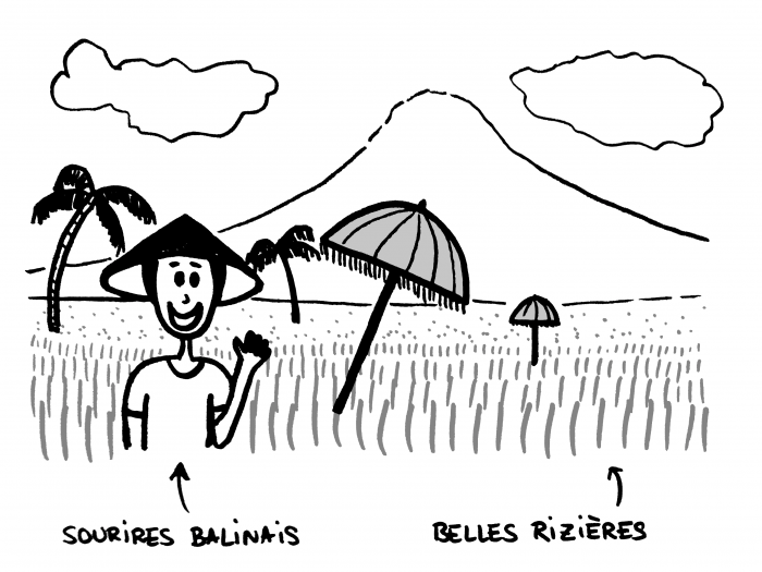 Sourires balinais dans les rizières