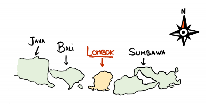 Carte de Lombok et des îles de la Sonde