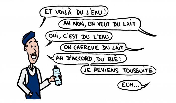 Dessin : différence d'accent marocain français avec l'épicien