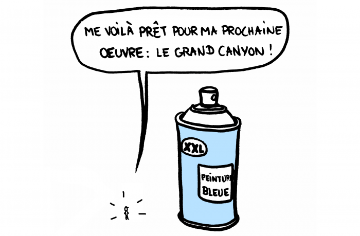 Dessin : le grand canyon en bleu par un peintre fou