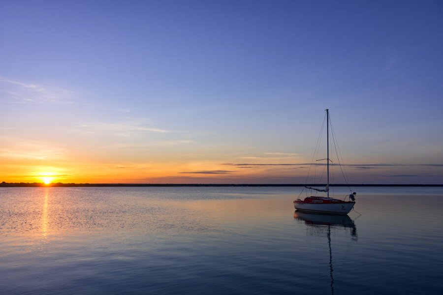 Lever de soleil à Bacalar, Mexique