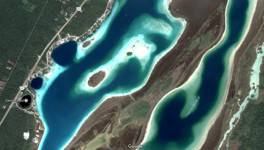 Image satellite Google Maps de Bacalar