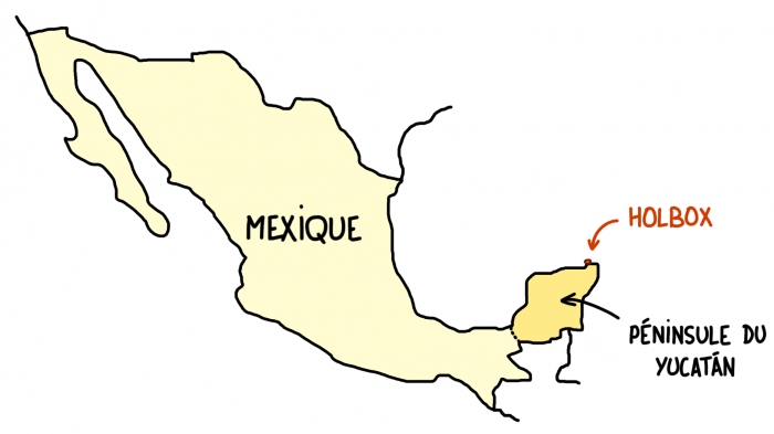 Carte d'Holbox, Yucatán, Mexique