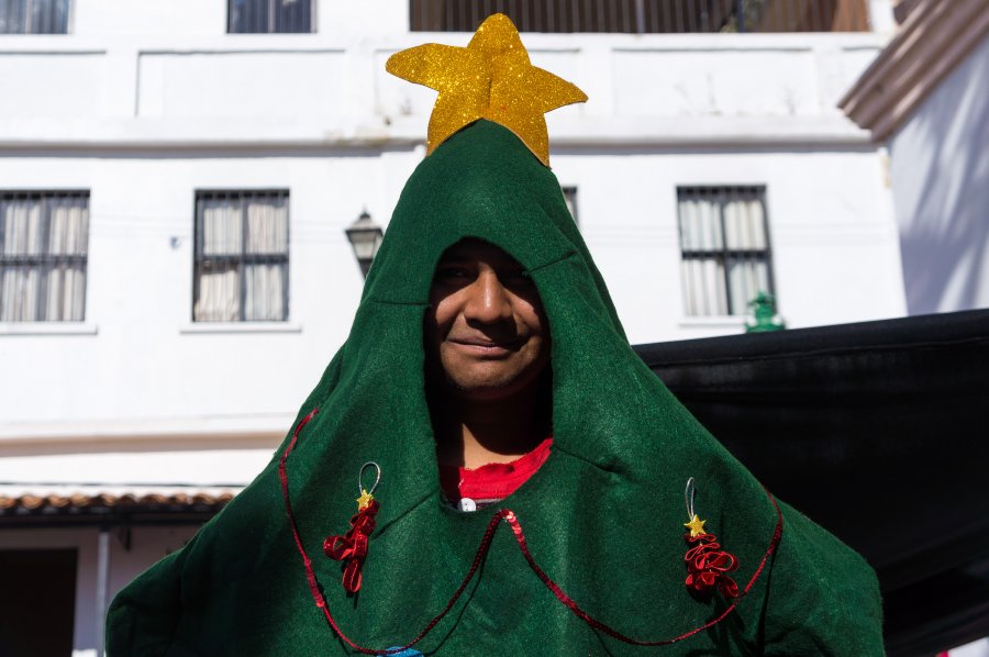 Mexicain déguisé en sapin de noël