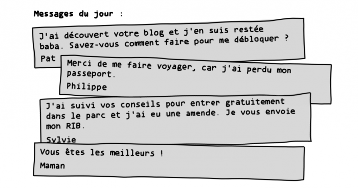 Dessin : mails de remerciement blog de voyage