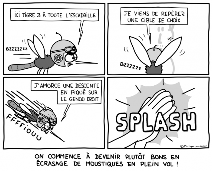 Dessin : Écrasage de moustiques en plein vol