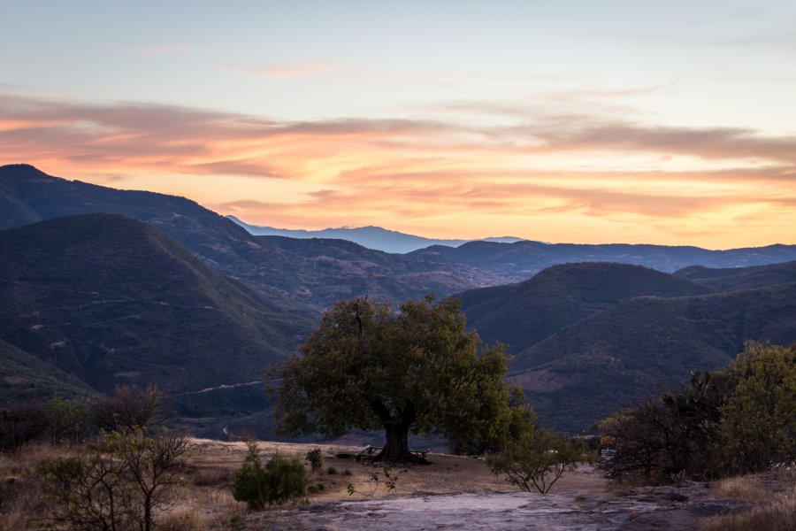 Coucher de soleil à Hierve el Agua, Mexique