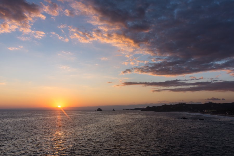 Coucher de soleil à Zipolite, Mexique