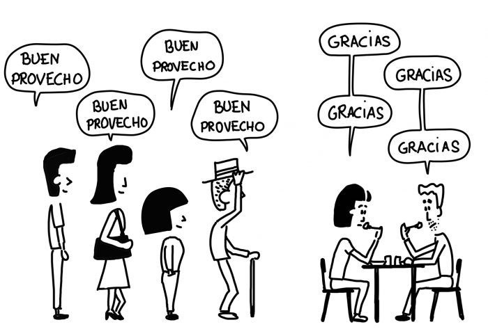 Dessin : Buen provecho dans les restaurants mexicains