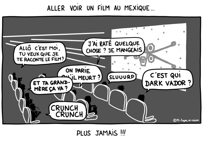 Dessin : aller au cinéma voir le nouveau Starwars au Mexique