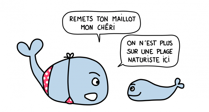 Dessin : baleines pas naturistes