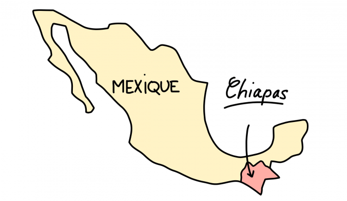 Dessin : carte du Chiapas