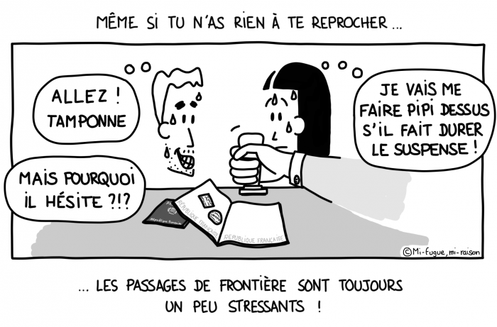 Dessin : le stress du contrôle aux frontières