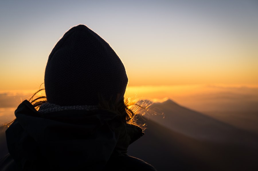 Lever de soleil au sommet de l'Acatenango, Guatemala