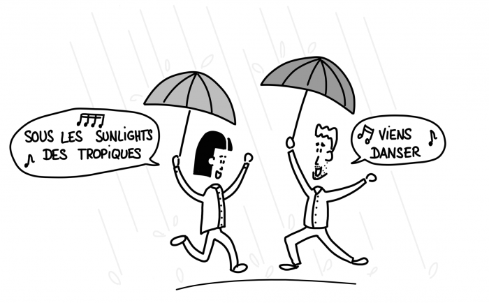 Dessin : Sous la pluie des tropiques