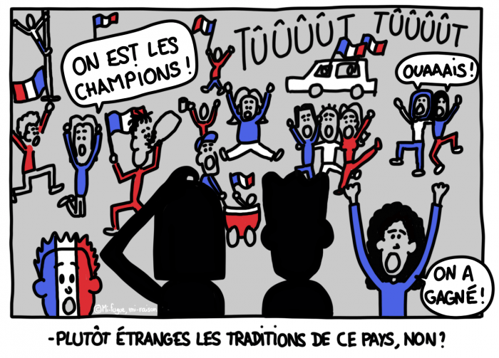 Dessin du lundi : Quelle chance, nous passons par la France exactement pendant cette curieuse fête populaire qui n'est célébrée qu'une fois tous les vingt ans !