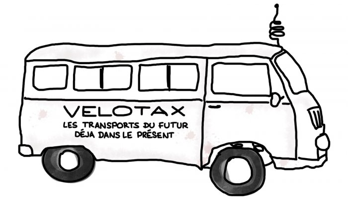 Dessin : Velotax, les transports du futur, déjà dans le présent