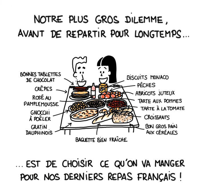 Dessin : dernier repas avant un voyage au long cours