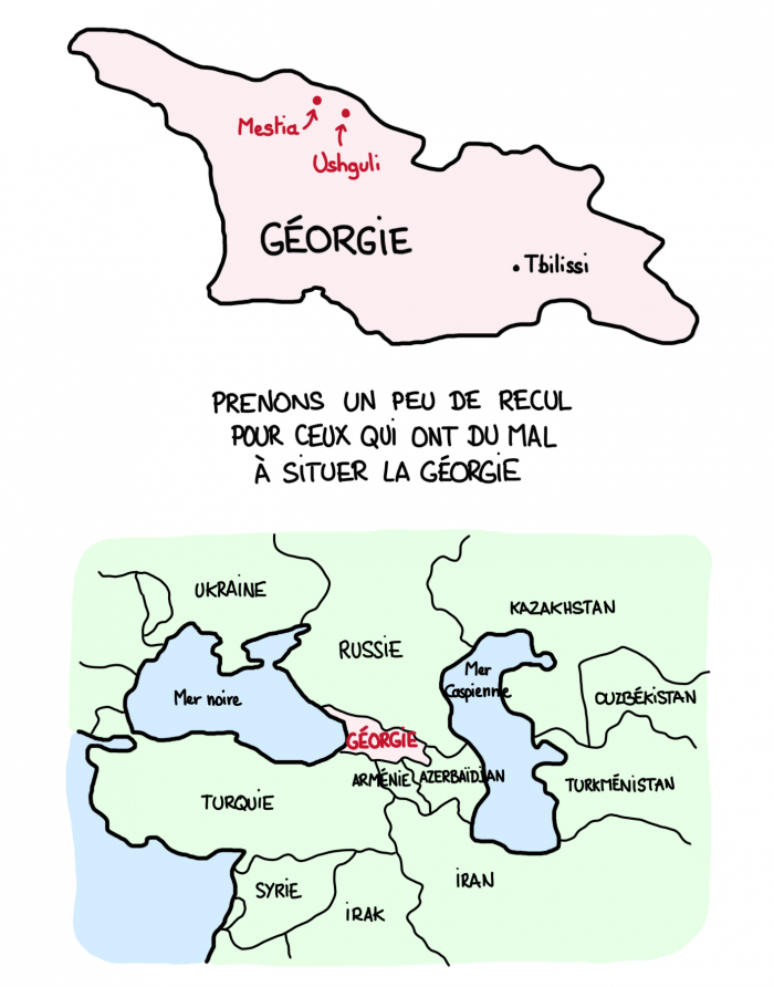 Carte de la Svanétie, Mestia et Ushguli en Géorgie