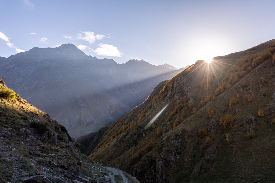 Randonnée vers le mont Kazbek, Géorgie