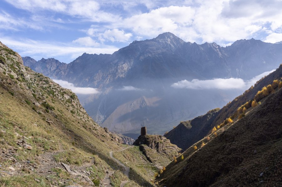 Randonnée vers l'église de Stepantsminda, Kazbegi