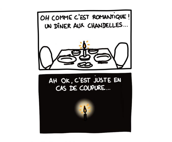 Diner aux chandelles en Inde - pratique en cas de coupure de courant !