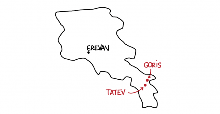 Carte de Goris et Tatev en Arménie