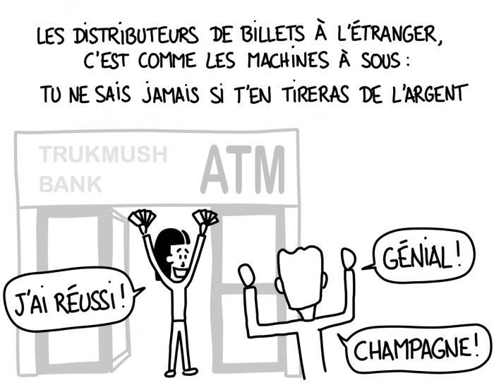 Dessin : les distributeurs à l'étranger, c'est comme les machines à sous