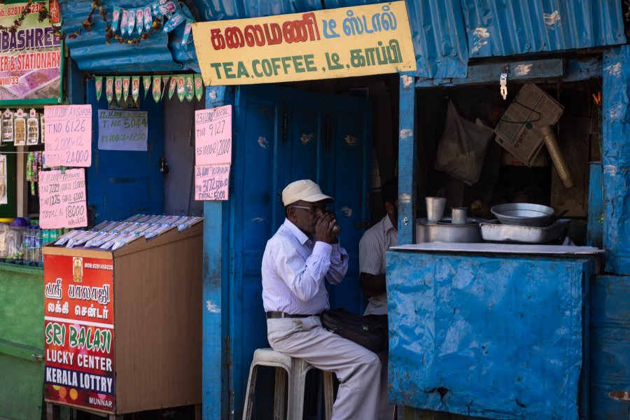 Boutique de chaï à Munnar, Kerala, Inde