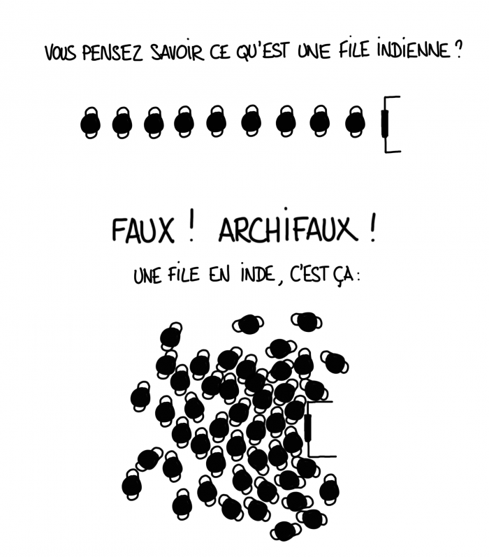 Dessin : la file indienne n'est pas indienne !