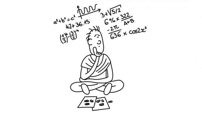 Dessin : le prêtre hindou jette les coquillages sur les horoscopes pour calculer le degré de concordance des tempéraments entre les époux potentiels