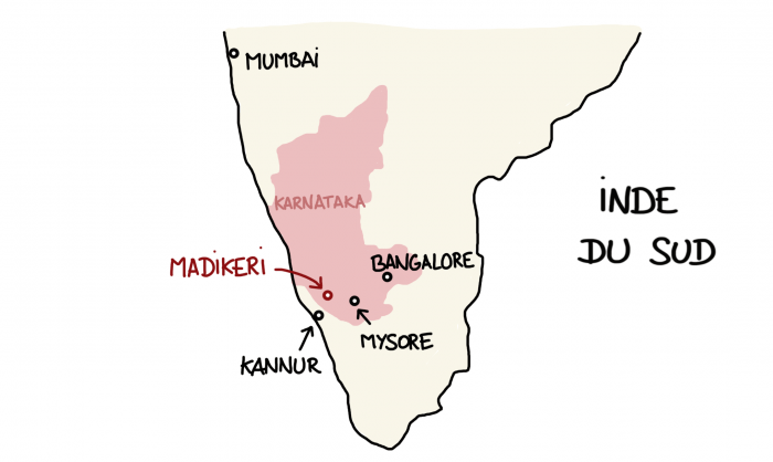 Carte de Madikeri, Karnataka, Inde