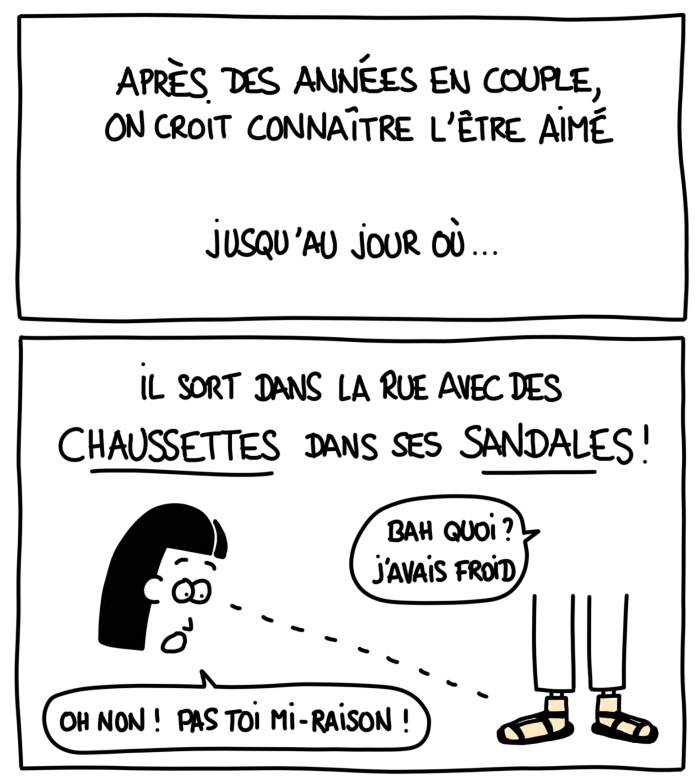 Dessin : chaussettes dans les sandales