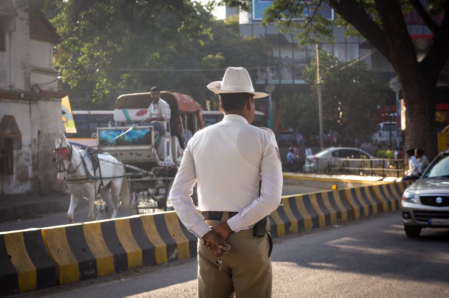 Policier à Mysore, Karnataka, Inde