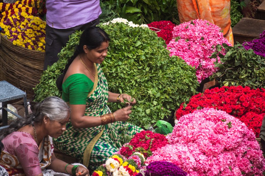 Marché aux fleurs de City Market à Bangalore