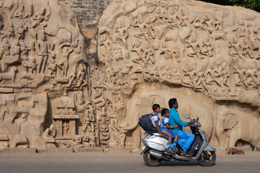 Bas-relief à Mahabalipuram, Inde