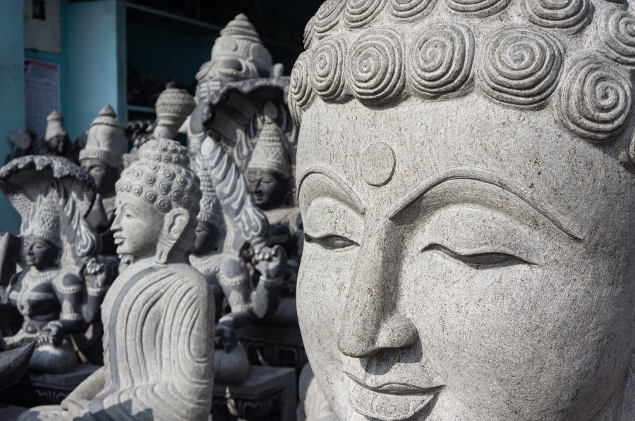 Sculptures à Mahabalipuram, Inde du sud