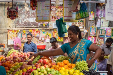 Marché goubert à Pondichéry, Inde