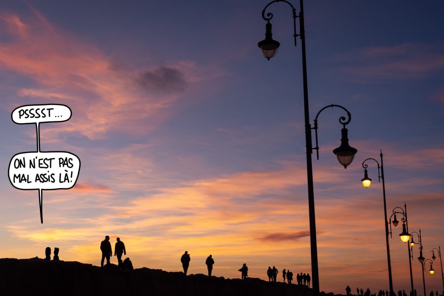 Coucher de soleil à Asilah au Maroc, on n'est pas mal assis là