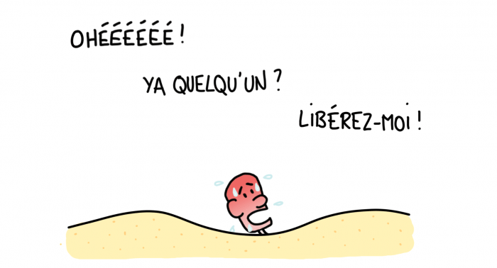 Dessin : bain de sable dans le désert marocain