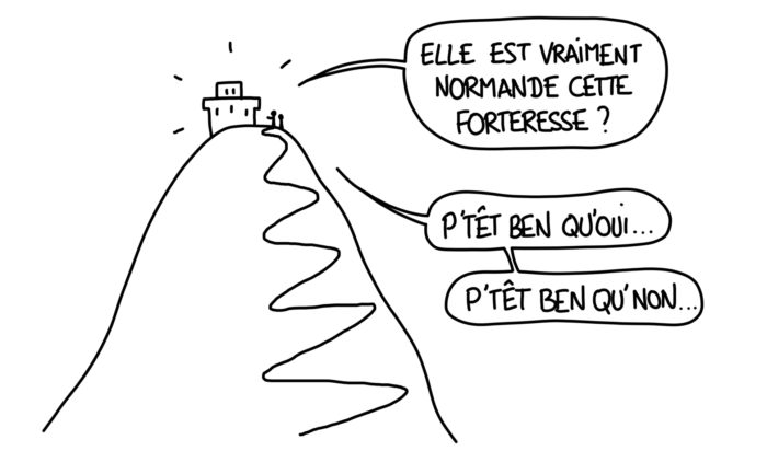 Dessin : la forteresse normande de Favignana est-elle vraiment normande ? Réponse : p'têt ben qu'oui, p'tête ben qu'non !