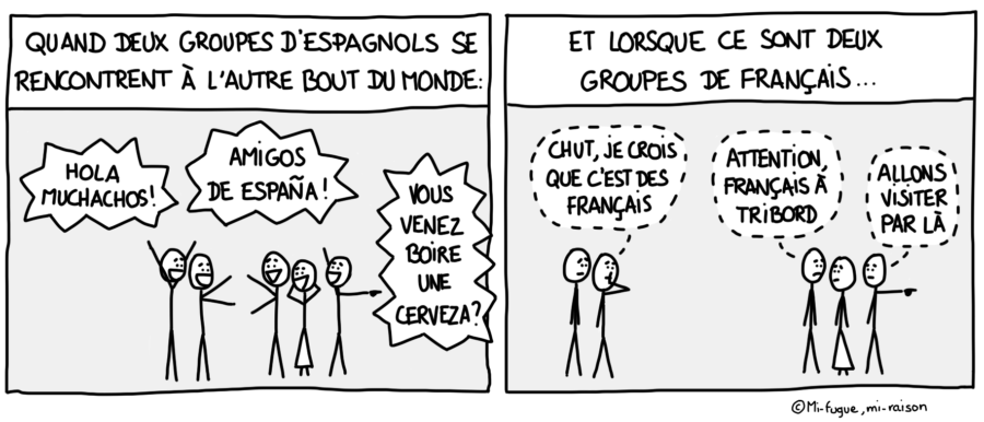 Dessin : Quand deux groupes de touristes français se rencontrent à l'étranger