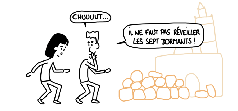 Dessin : chut... il ne faut pas réveiller les sept dormants !