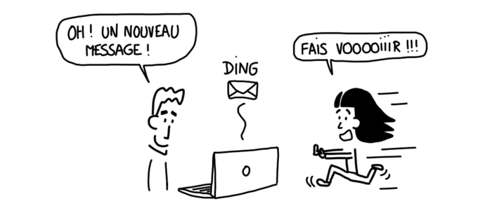 Dessin : Oh, un nouveau message !