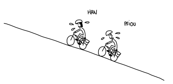 Dessin : montée à vélo