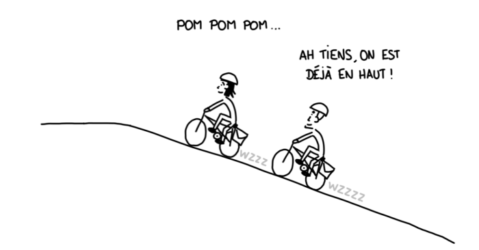 Dessin : montée à vélo électrique !